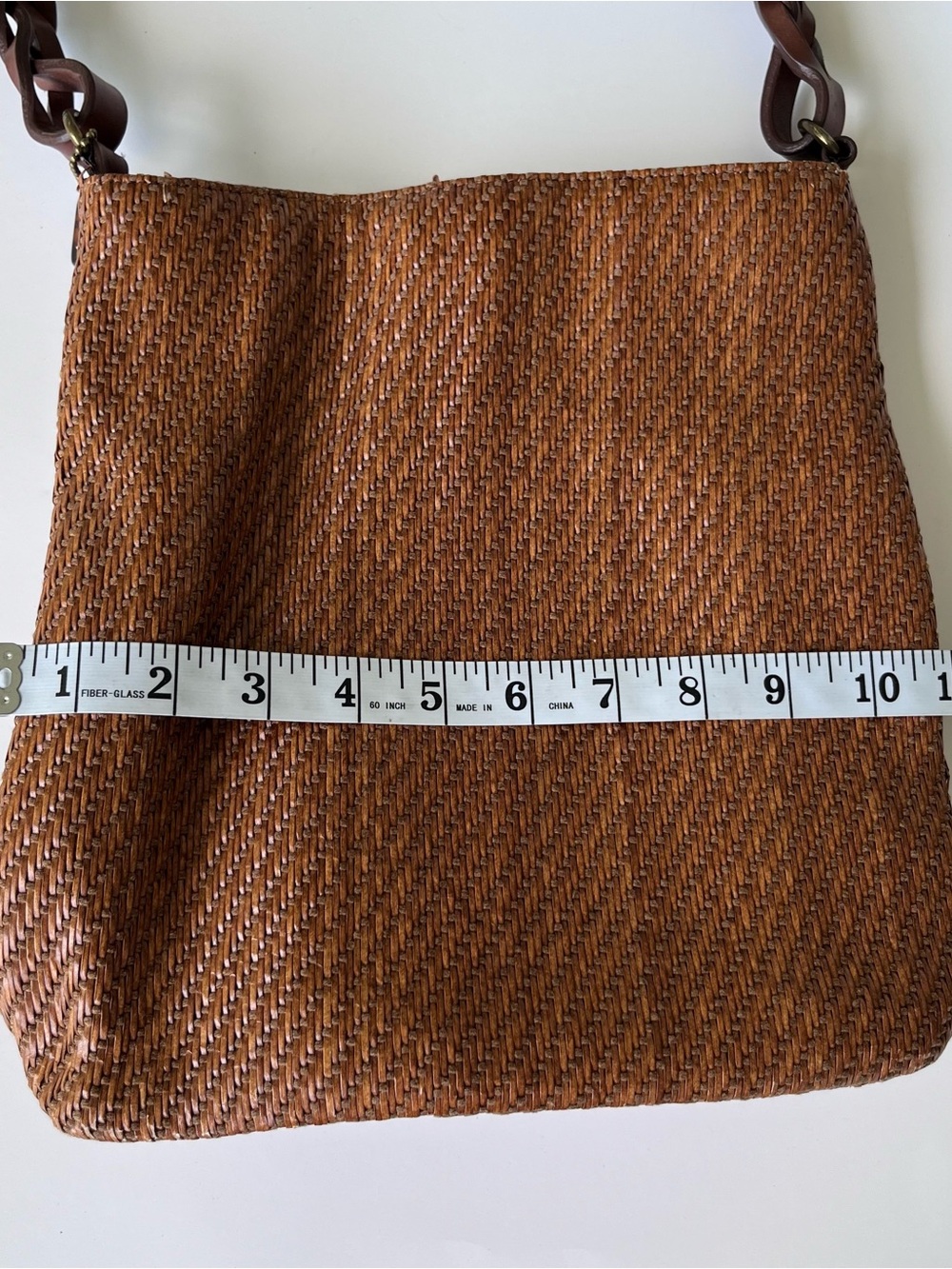 Fossil Vintage Woven Straw Shoulder Bag With Leather Strap - Picture 13 of 13